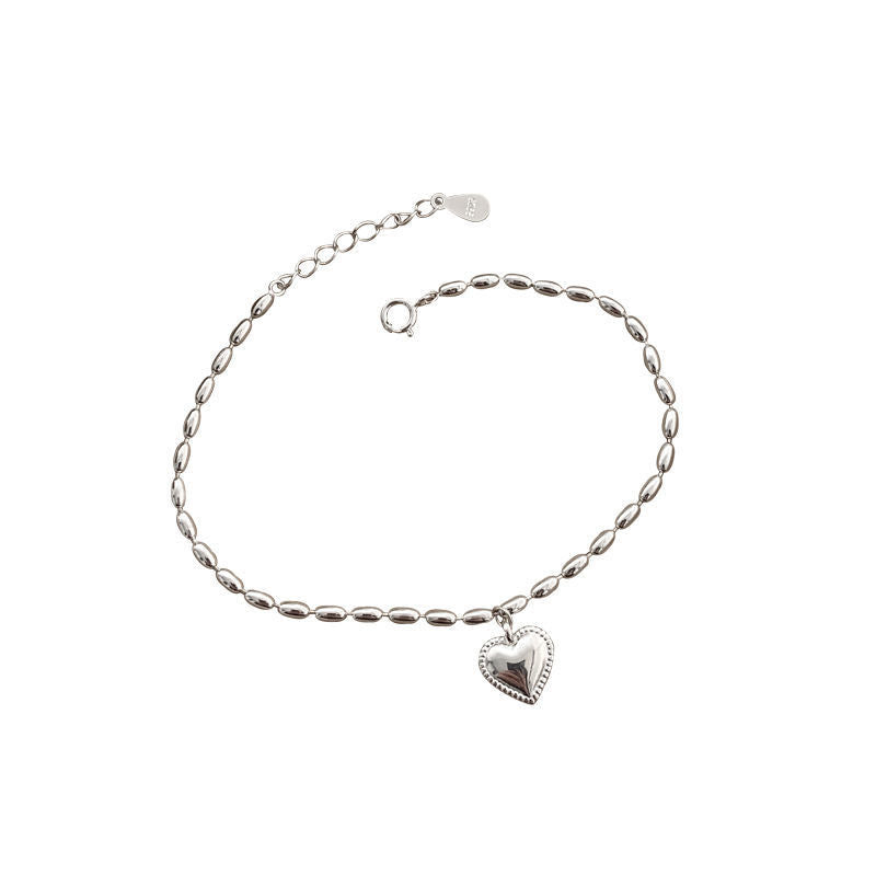 Silver plated rice heart bracelet 616834204190