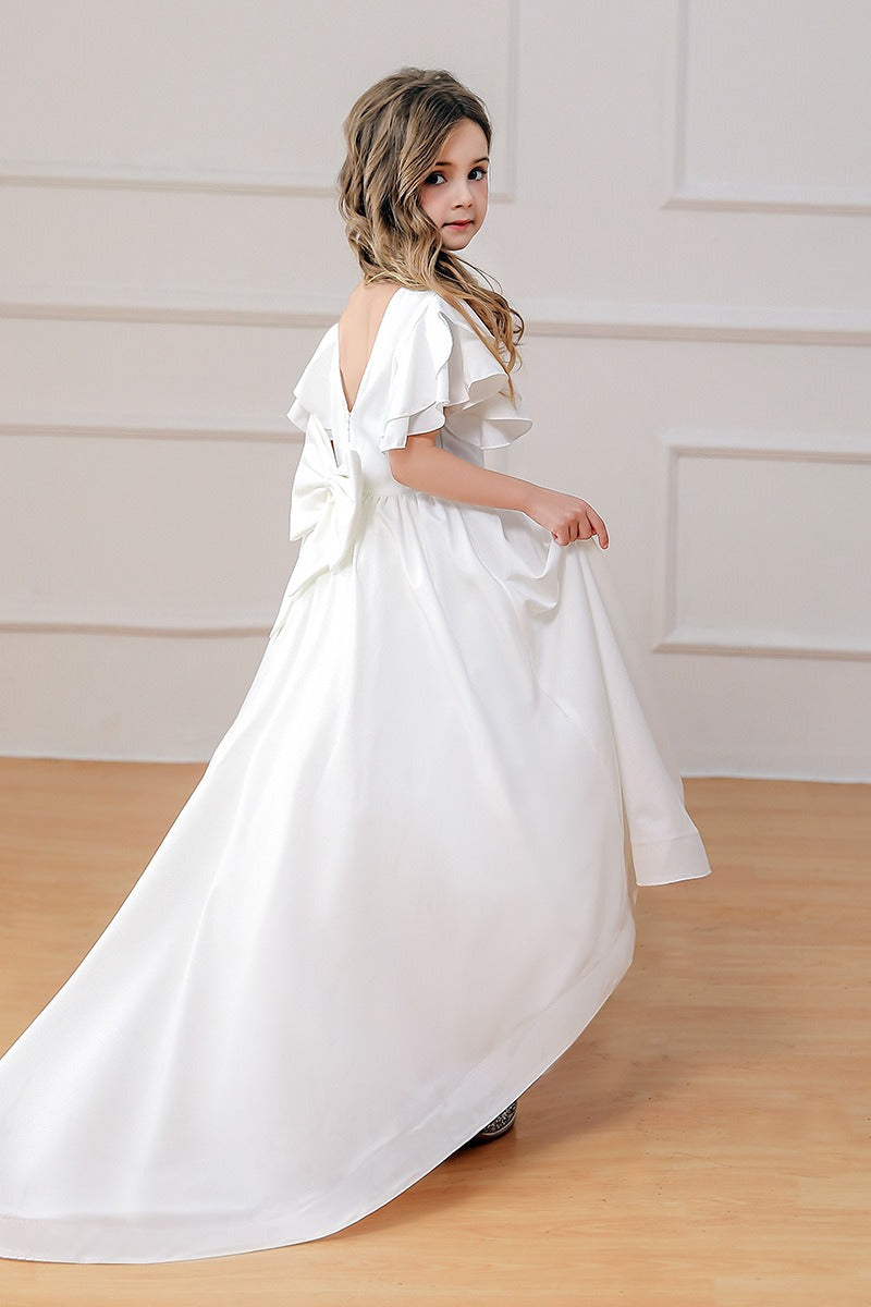 Ball-Gown/Princess Chiffon Sweep Train Flower Girl Dresses Pageant Dresses With Bow  805784889355