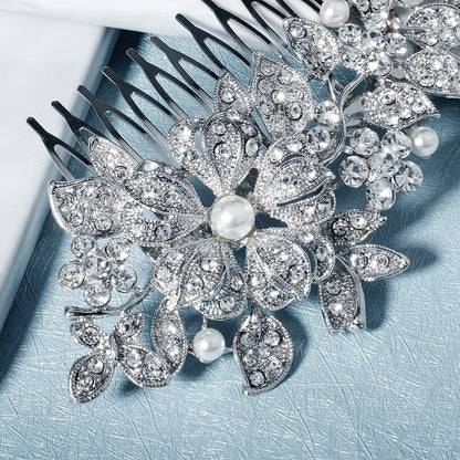 Bridal bridal accessories Vintage alloy flowers set with drill and comb  619249915642