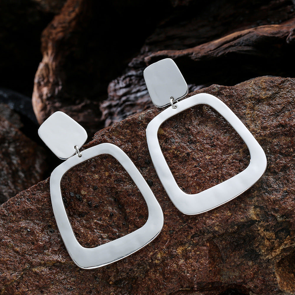 Simple and generous geometric square earring clip earrings 619606937728