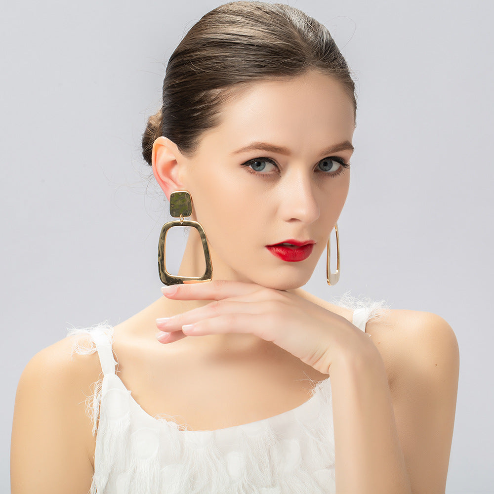 Simple and generous geometric square earring clip earrings 619606937728