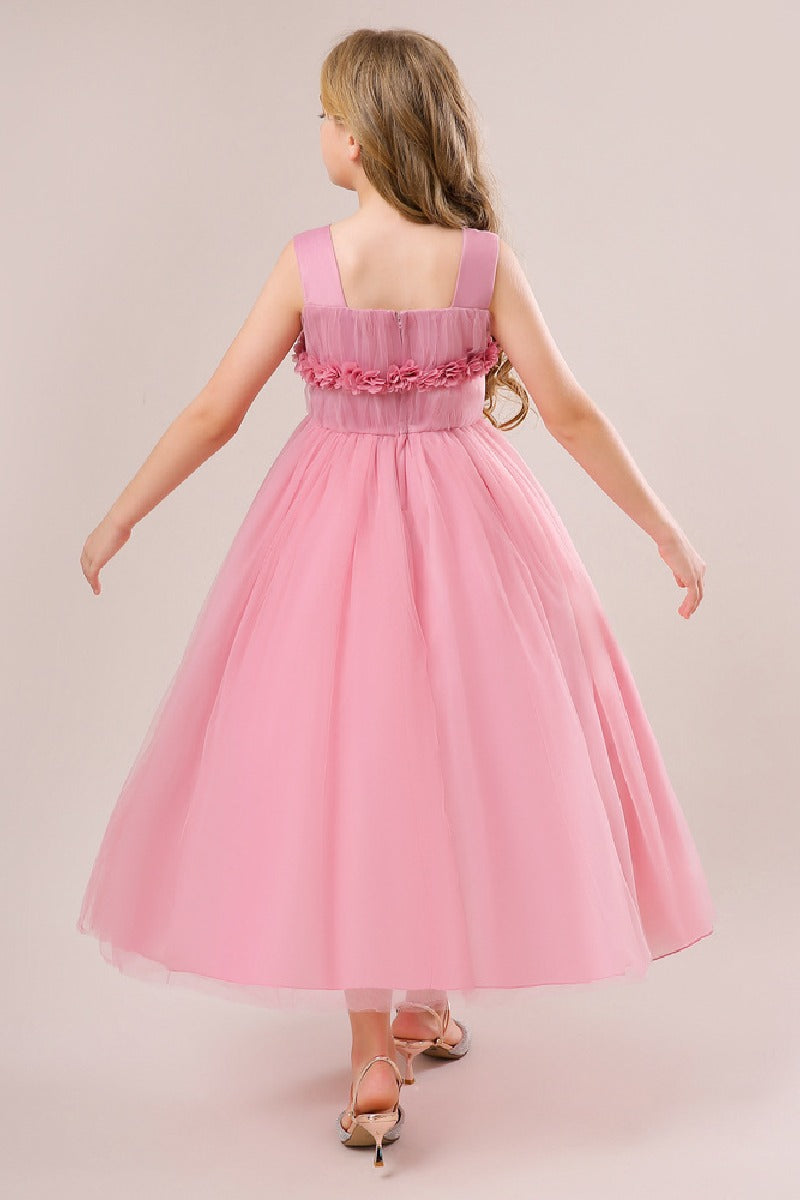 A-Line Straps Neck Tulle Maxi Flower Girl Dresses 848520948280