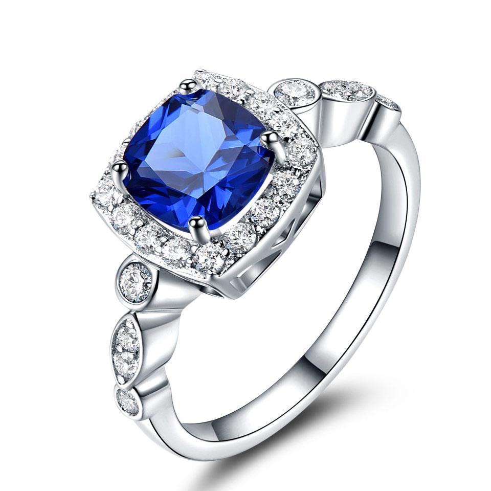 Blue topaz ring set square zircon wind ring 616122346849