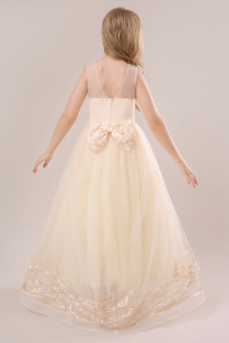 A-Line Illusion Neck Sleeveless Lace/Tulle Flower Girl Dresses 687333472255