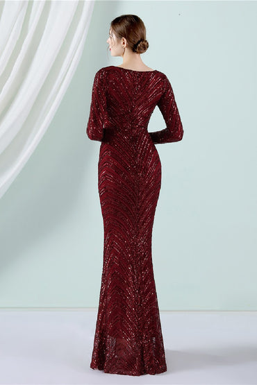 Sheath-column floor length sequined dress 677618007679