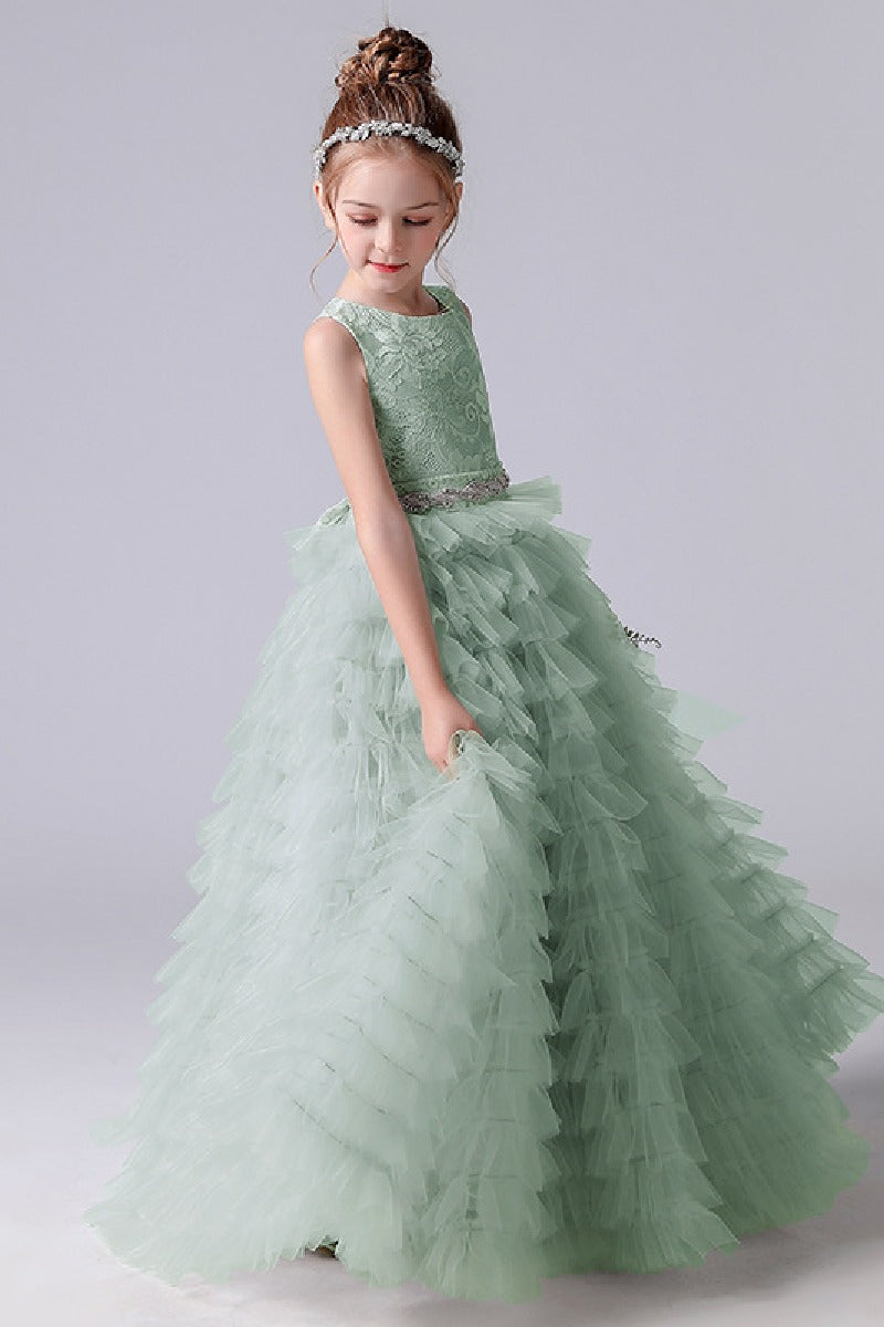 A-line/Princess Scoop Neck Sleeveless Tulle Flower Girl Dress 671801710383