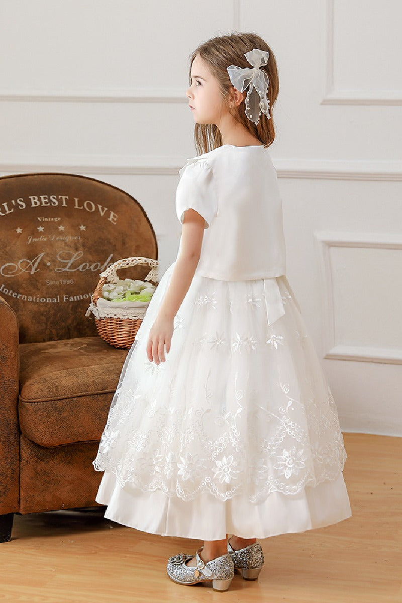 A-Line/two-piece Scoop Neck Long Sleeve Lace Flower Girl Dresses 785738686737