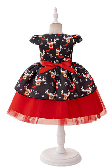 A-Line Mini Satin Print flower girl dress 836605427581