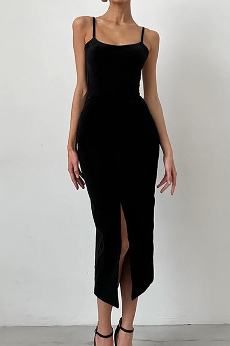 Hepburn style black halter dress 796420840679