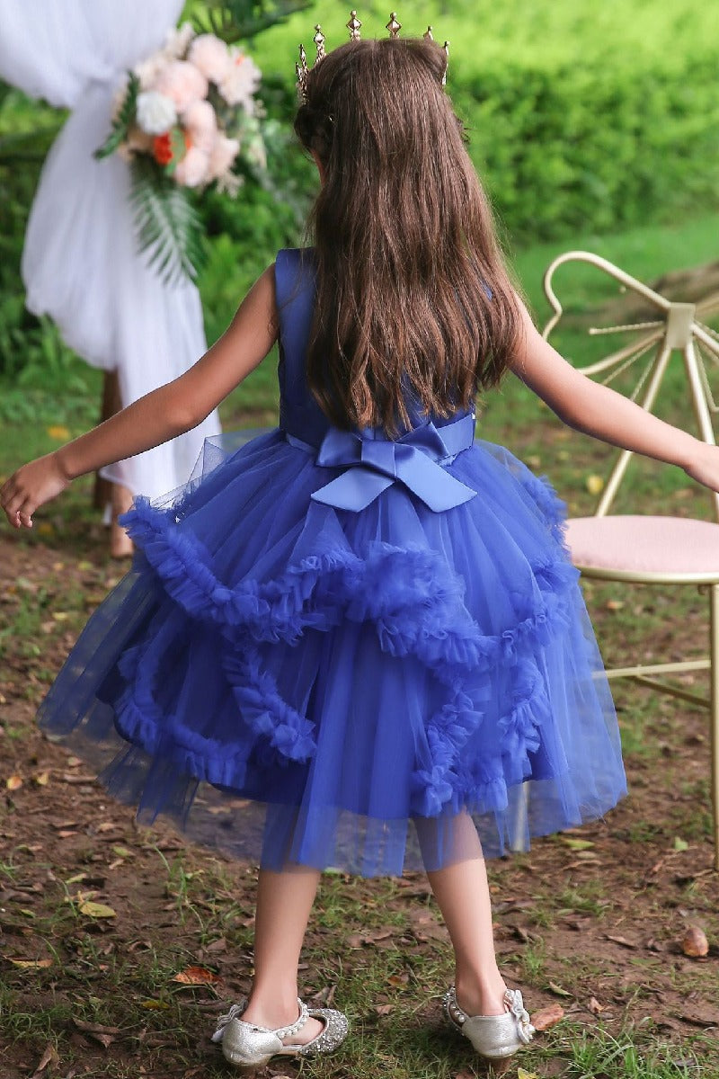 A-Line Scoop Neck Printed lace/Tulle Flower Girl Dresses With Cascading Ruffles 677572994905