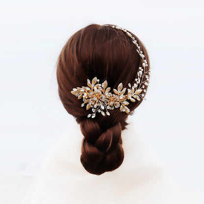 Hollow flower Pearl hair comb vintage gold hair comb 625233072059