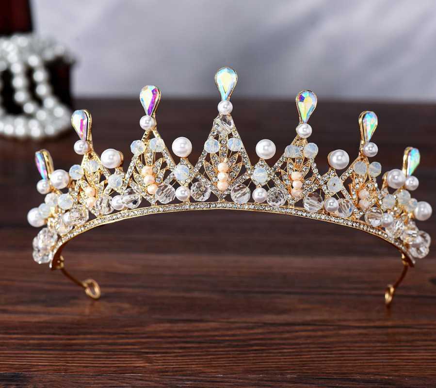 Bridal handmade Pearl tiara Pop Crystal accessories Princess headband Alloy rhinestone Women's Tiara  625613705276