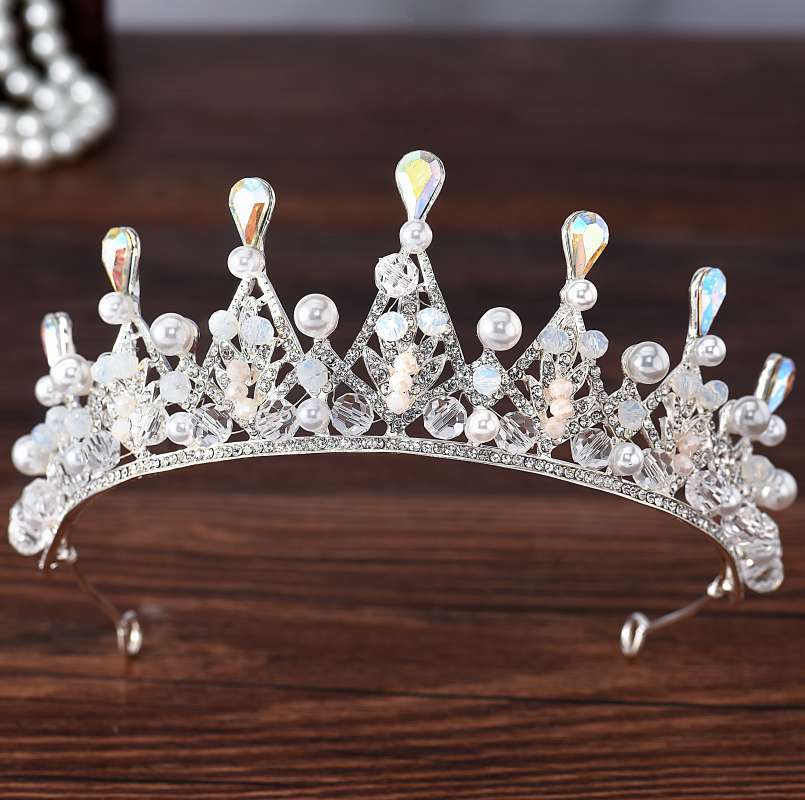 Bridal handmade Pearl tiara Pop Crystal accessories Princess headband Alloy rhinestone Women's Tiara  625613705276