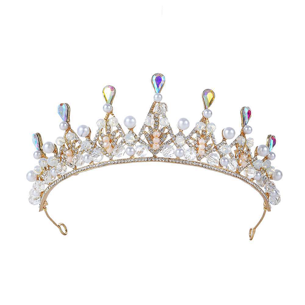 Bridal handmade Pearl tiara Pop Crystal accessories Princess headband Alloy rhinestone Women's Tiara  625613705276