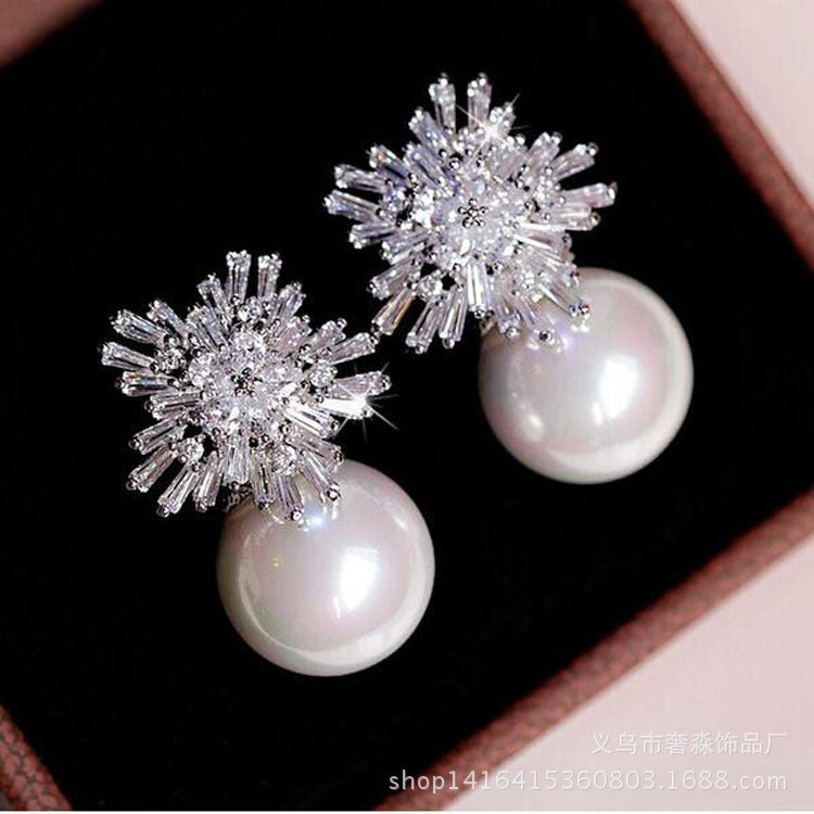 925 Silver needle shell pearl earrings 44806862656