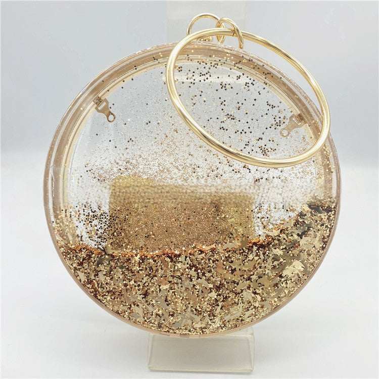 Acrylic bag round quicksand fine glitter bag evening bag 662932203167