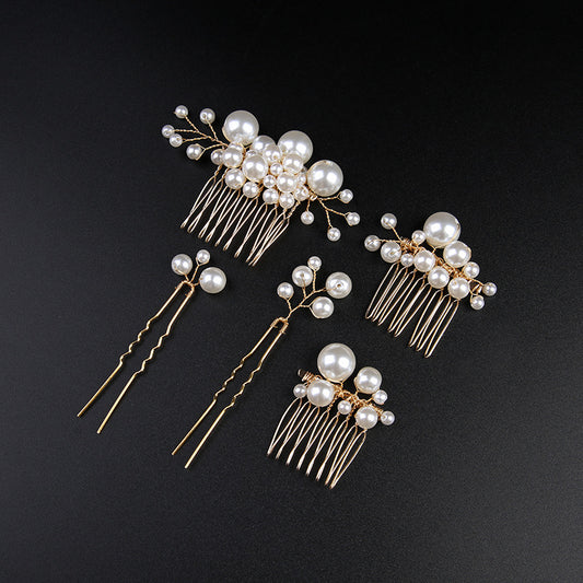 White Pearl Bridal Combs 5 PIeces 632498627705