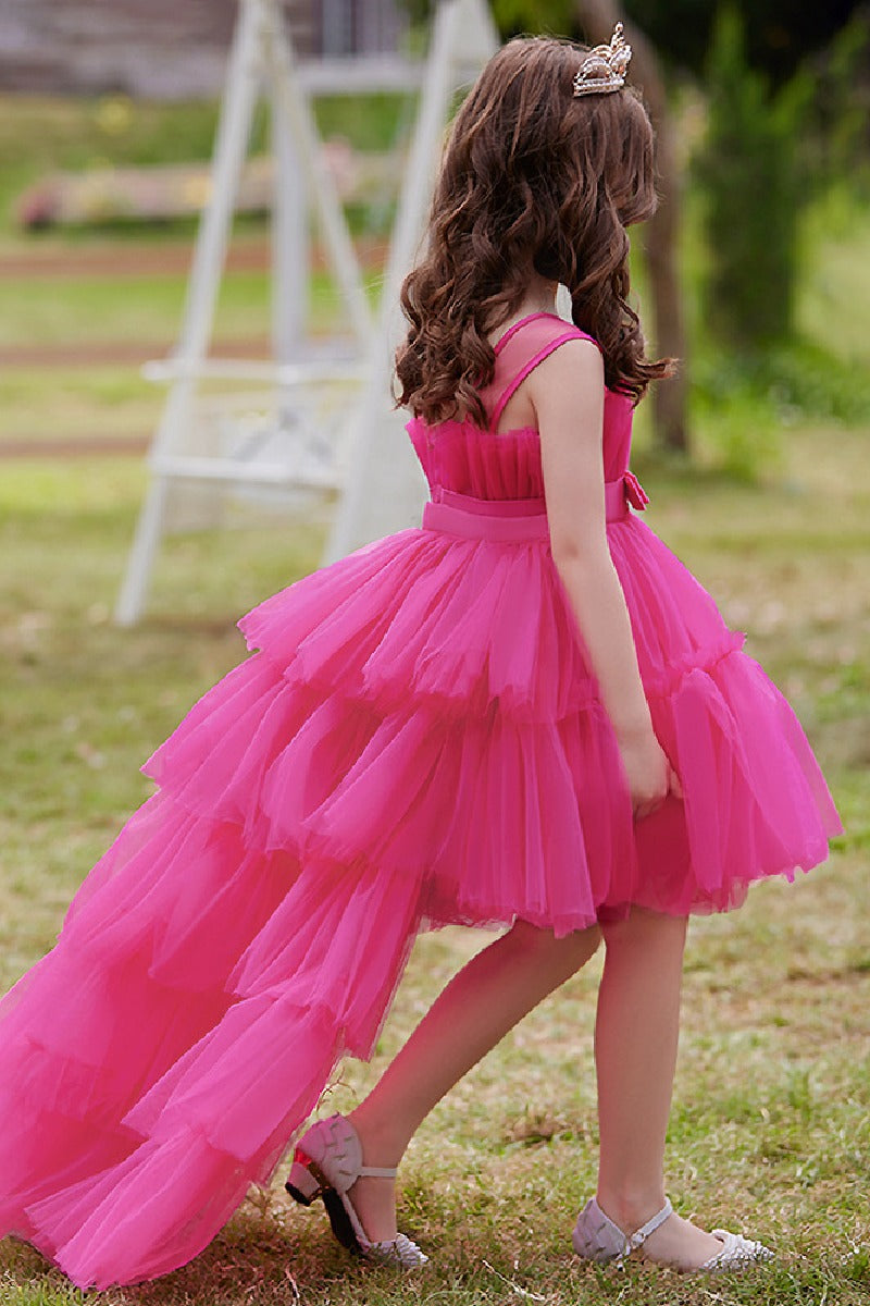 Ball-Gown Square Neckline Knee-Length Tulle Removable tail Flower Girl Dresses 776544998685