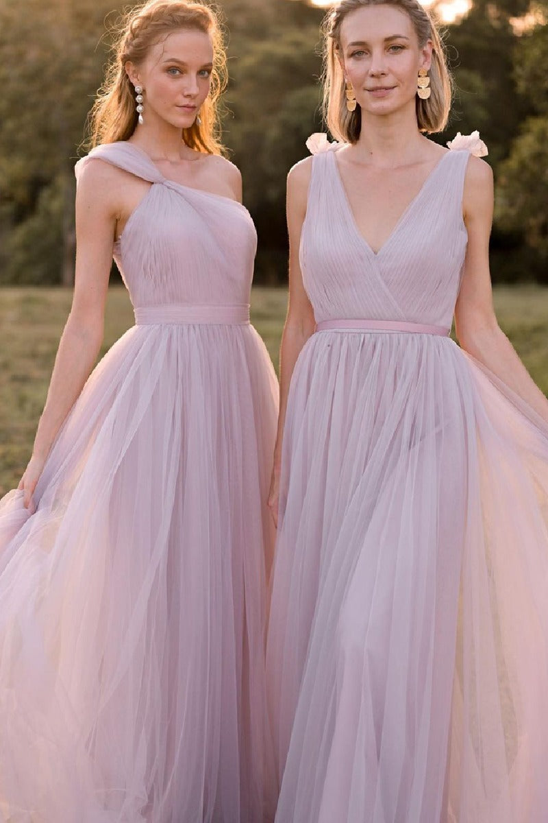 A-Line Maxi Tulle Bridesmaid Dress 775779850239