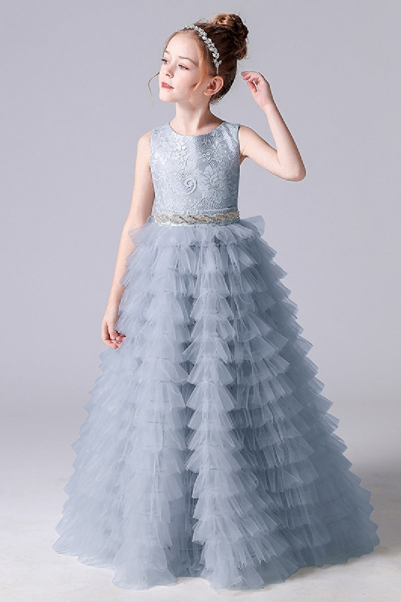 A-line/Princess Scoop Neck Sleeveless Tulle Flower Girl Dress 671801710383