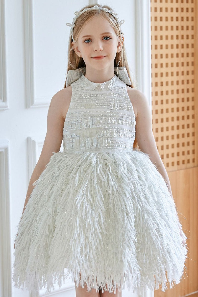 A-Line/Princess High Neck Mini Tulle Flower Girl Dresses 754069047577