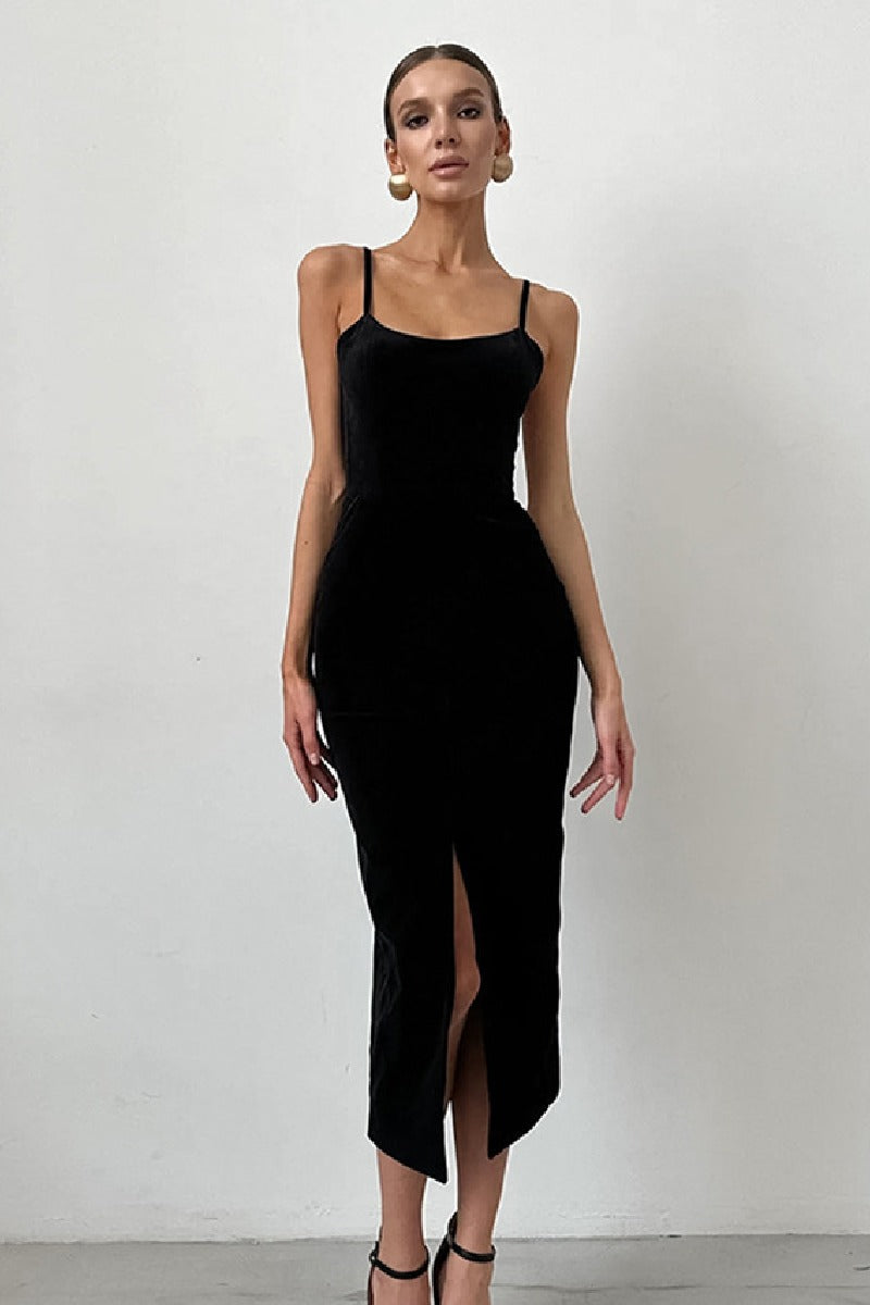 Hepburn style black halter dress 796420840679