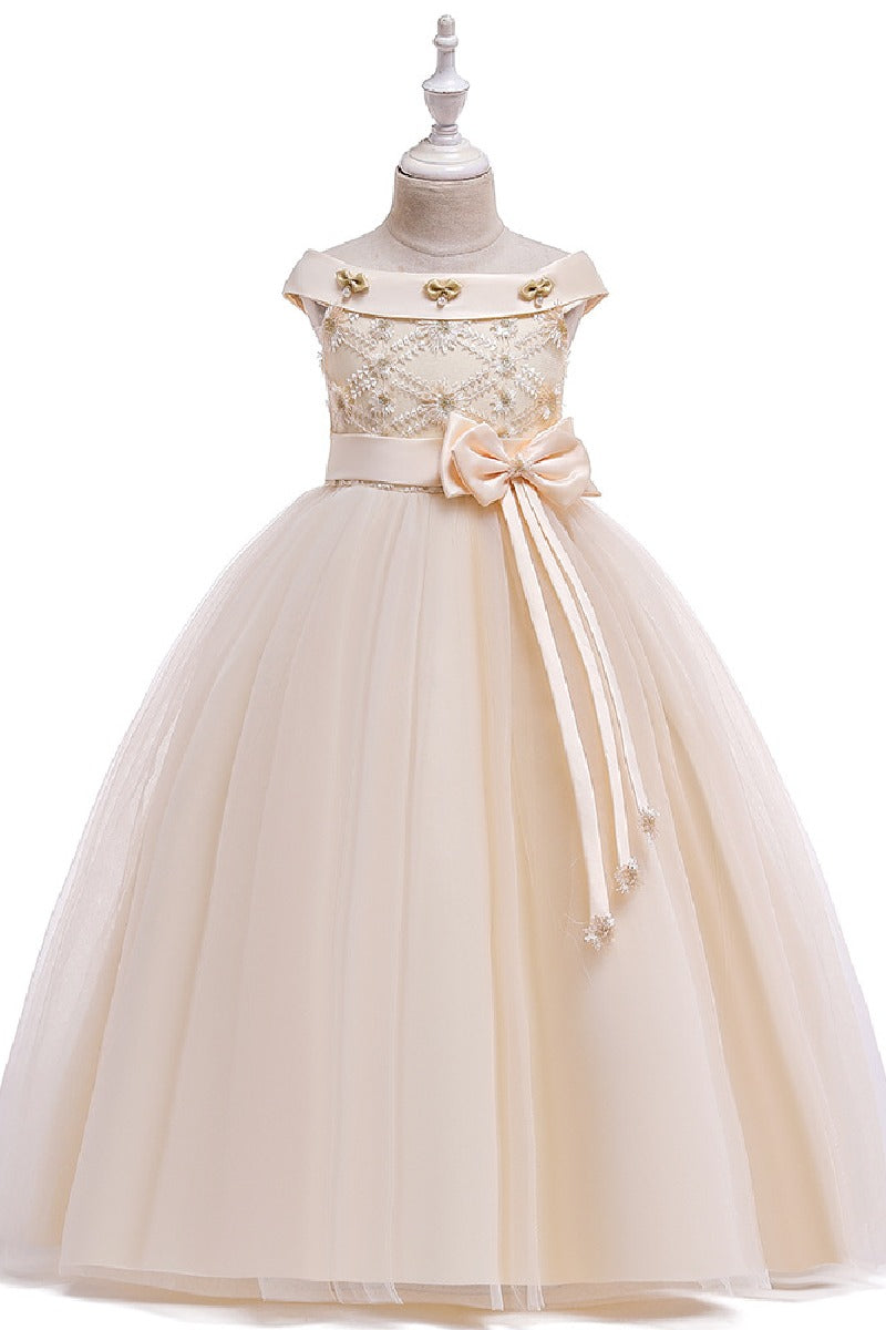 Ball-Gown/Princess Off the Shoulder Tulle Floor-length Flower Girl Dresses 598054757127