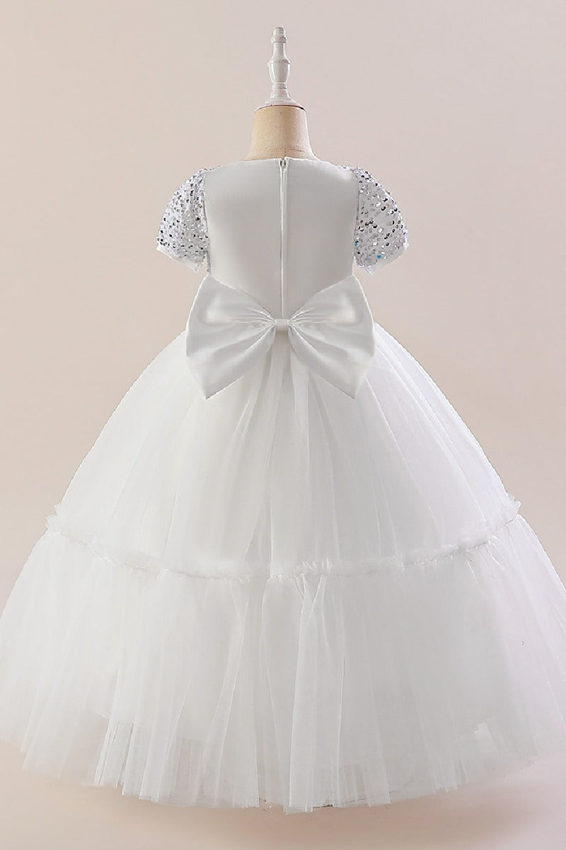 A-Line Maxi Sequined Tulle Flower Girl Dress 735143524780