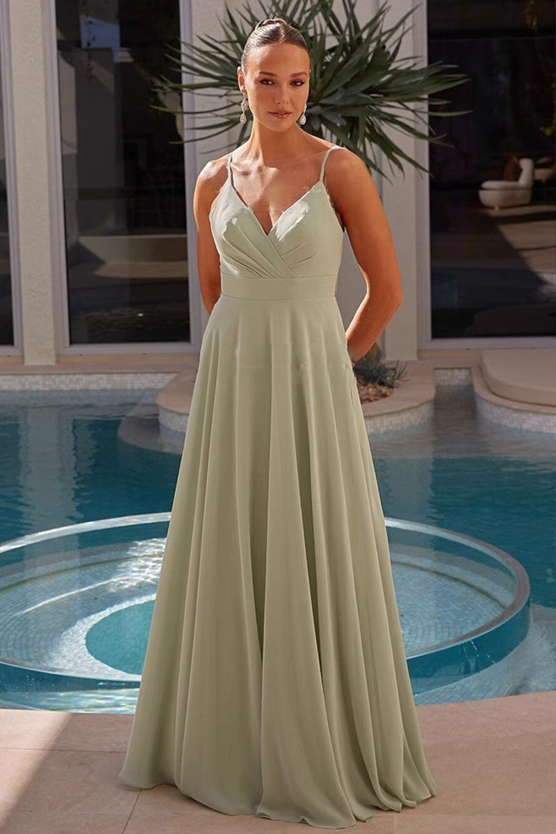 A-Line Maxi Chiffon Bridesmaid Dress 837521191592