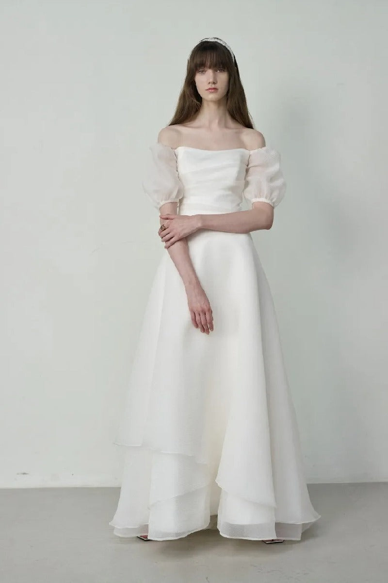 A-Line Floor Length Organza Wedding Dress 821797168740