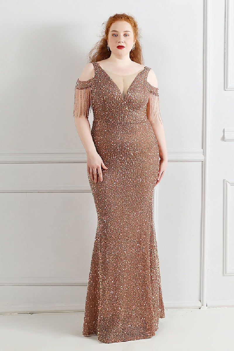 Sheath-column floor length sequined dress 647192266545