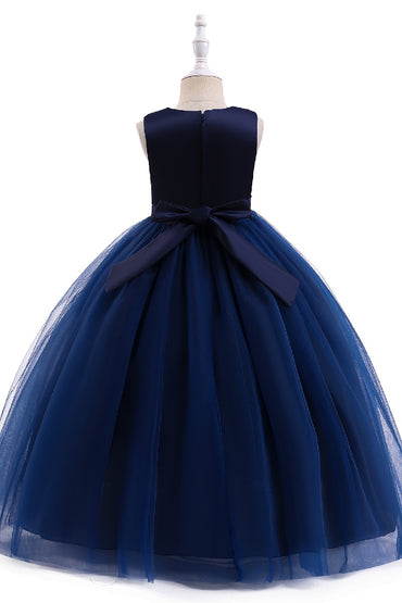 Ball gown floor length tulle lace flower girl dress 672674478398