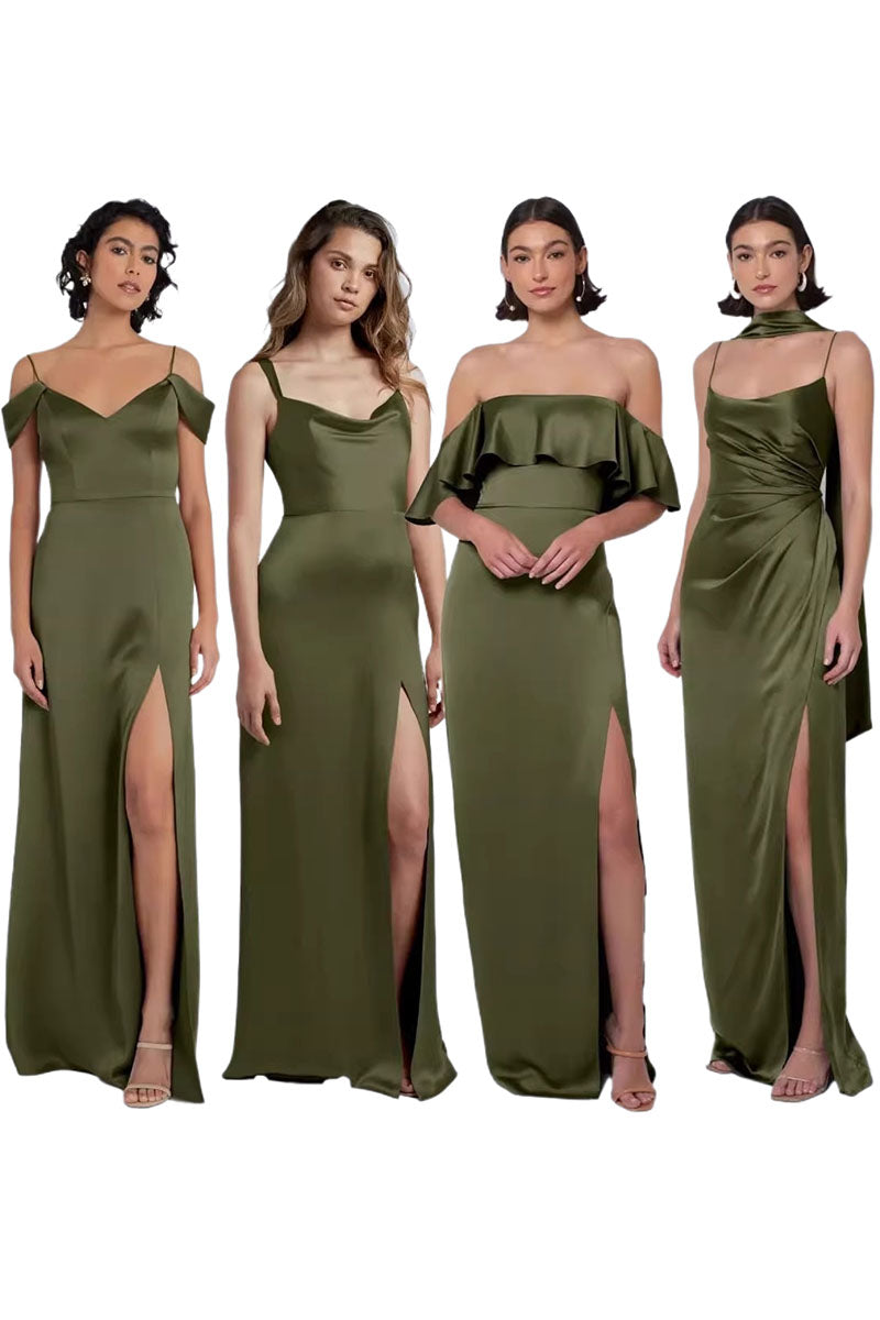 A-Line Maxi Elastic Silk like Satin Bridesmaid Dress 837517387217