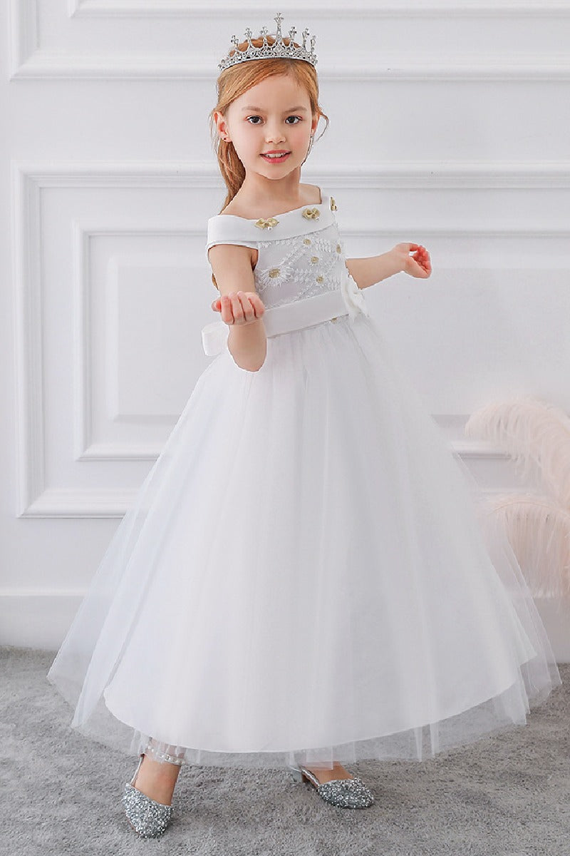 Ball-Gown/Princess Off the Shoulder Tulle Floor-length Flower Girl Dresses 598054757127