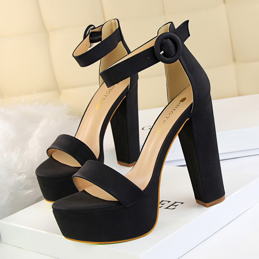 Chunky super-slim heels waterproof platform open-toe belt buckle dress shoes 550122184120