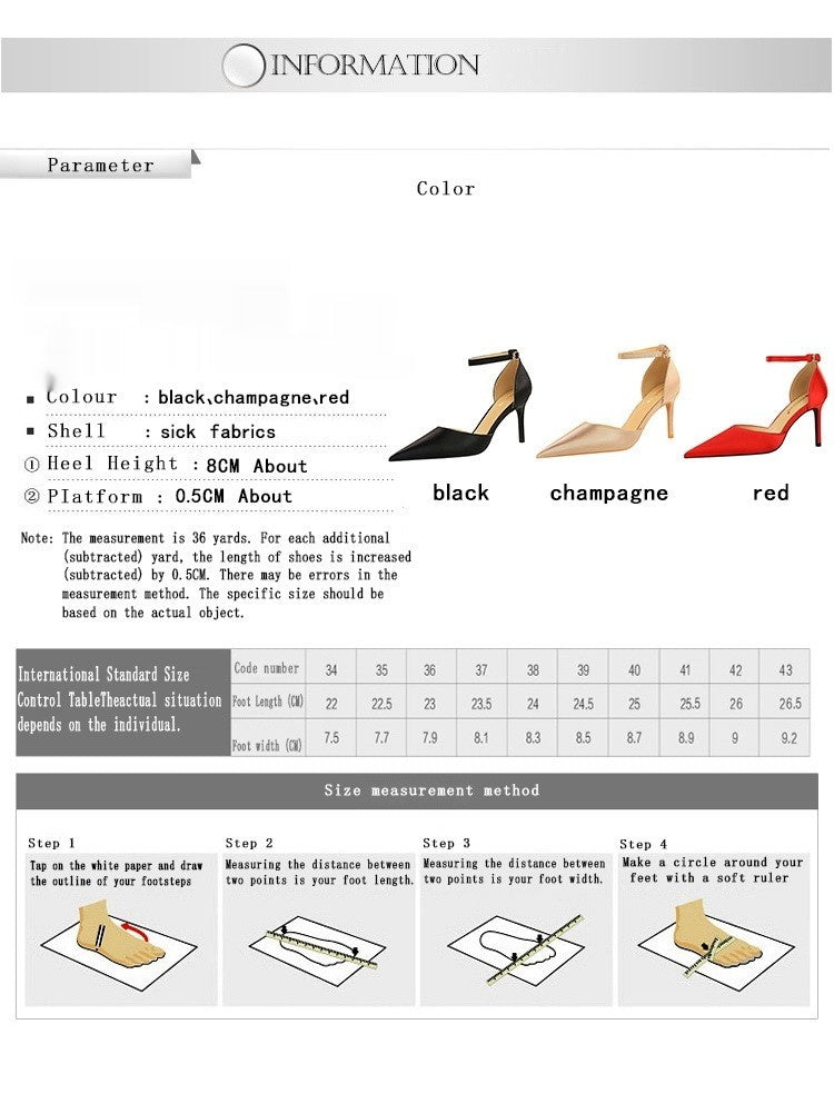 Simple slim heels high heels shallow mouth pointed satin line with hollowed out dress shoes 674228626275