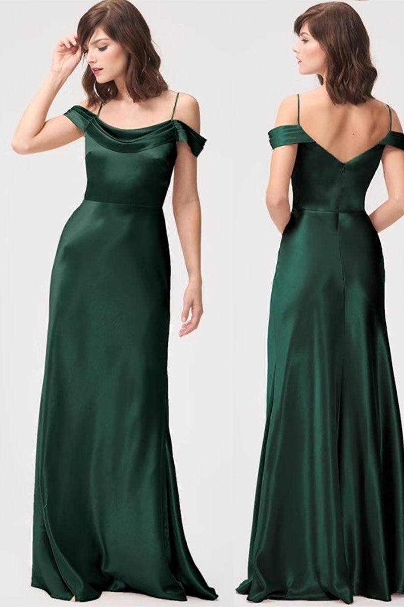 A-Line Maxi Elastic Silk like Satin  Bridesmaid Dress 818333919710