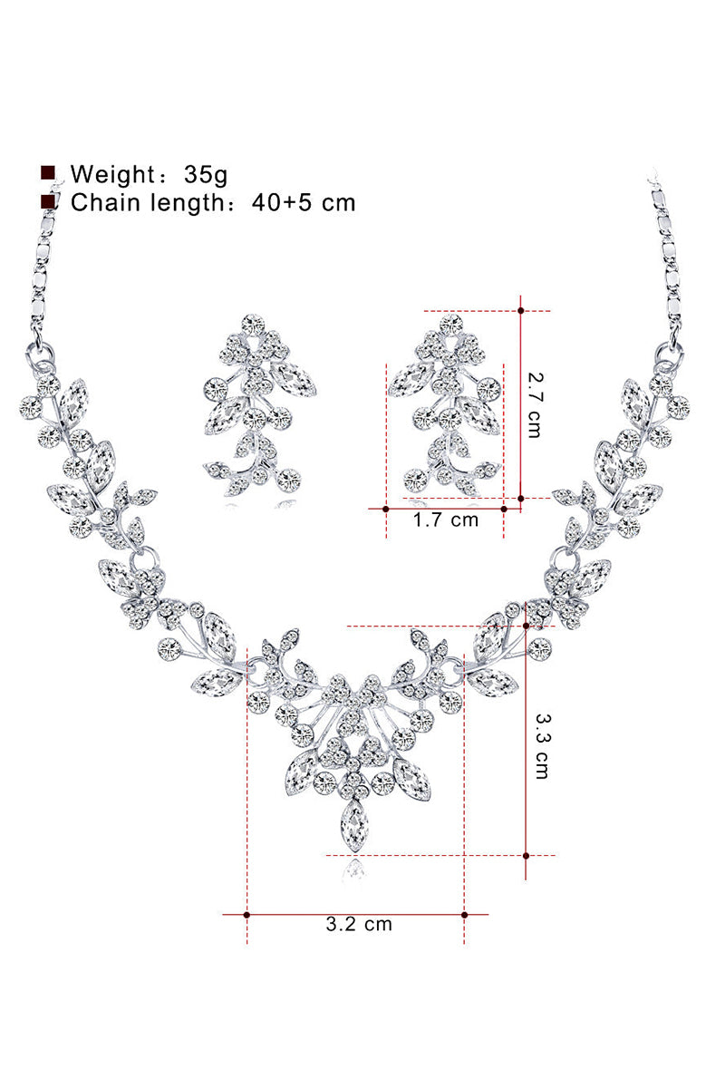 Brass Zircon Necklace Earrings Jewelry 574805330964