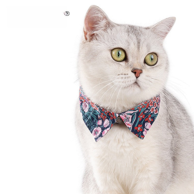 Pet cat floral bow tie collar cotton soft three-speed adjustable buckle 705224552519