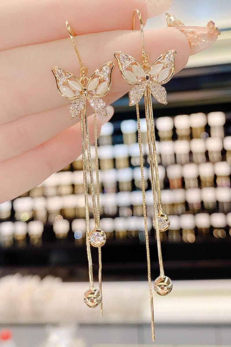 Zircon butterfly fringe earrings Fashion everything earrings 653045976680