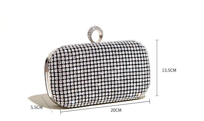 Hand diamond-encrusted dinner bag Hand bag chain small square bag 689059915170