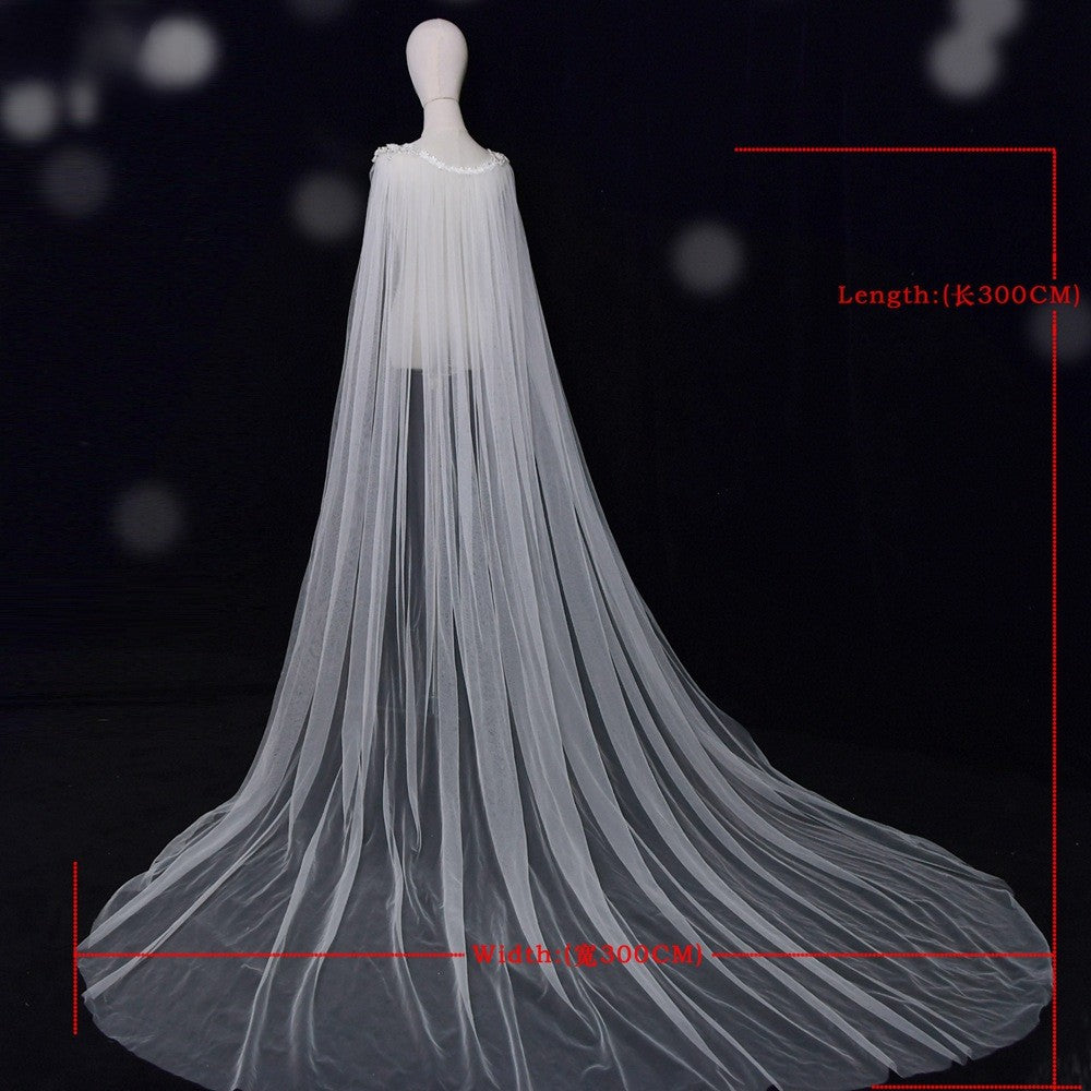 Wedding Cape Long Cape Three-Dimensional Flower Rhinestone 611038068318