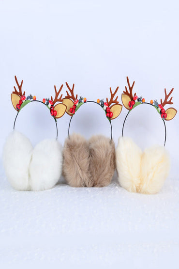 Christmas elk antlers Winter warm earmuffs Cute cat ear headband headdress 849465740917