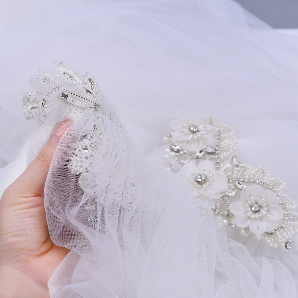 Wedding Cape Long Cape Three-Dimensional Flower Rhinestone 611038068318