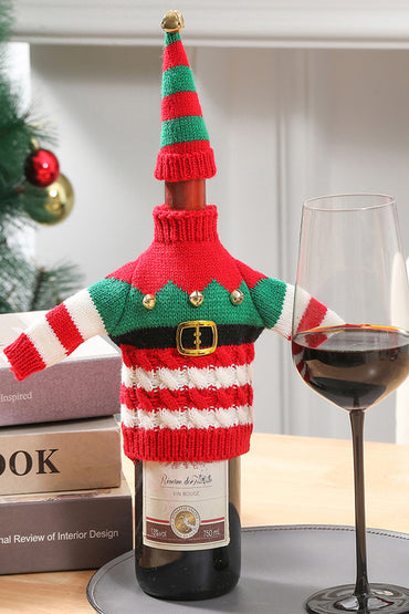 Christmas decorations wine knit bottle set holiday scene layout  768517703785