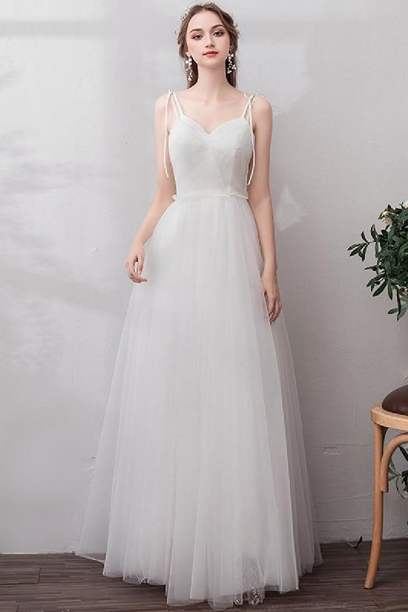 A-Line Floor Length Tulle Wedding Dress 725272414681