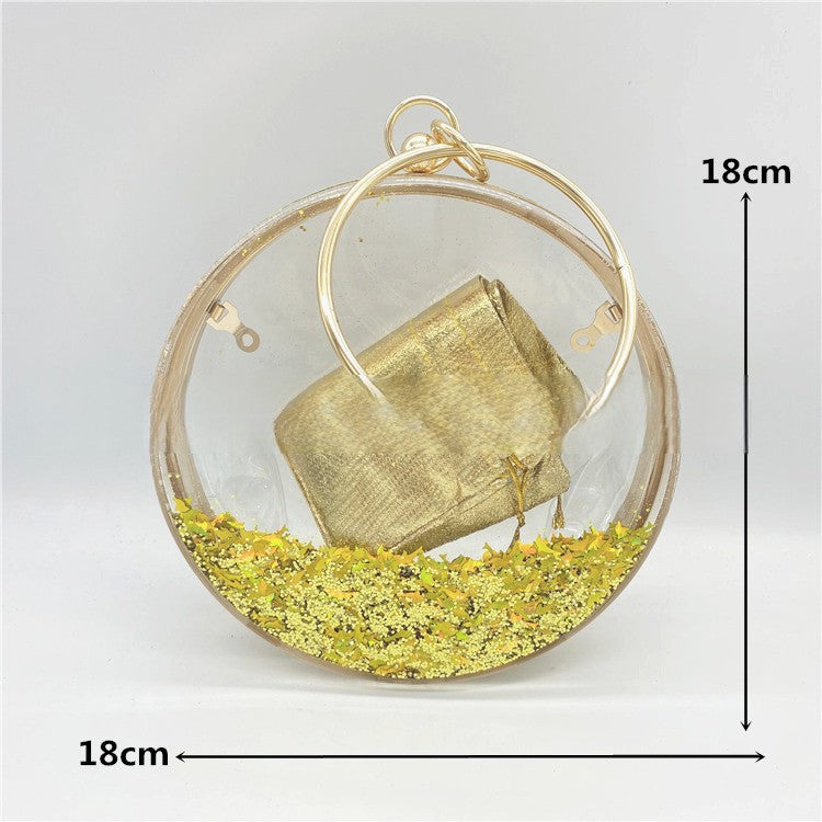 Acrylic bag round quicksand fine glitter bag evening bag 662932203167