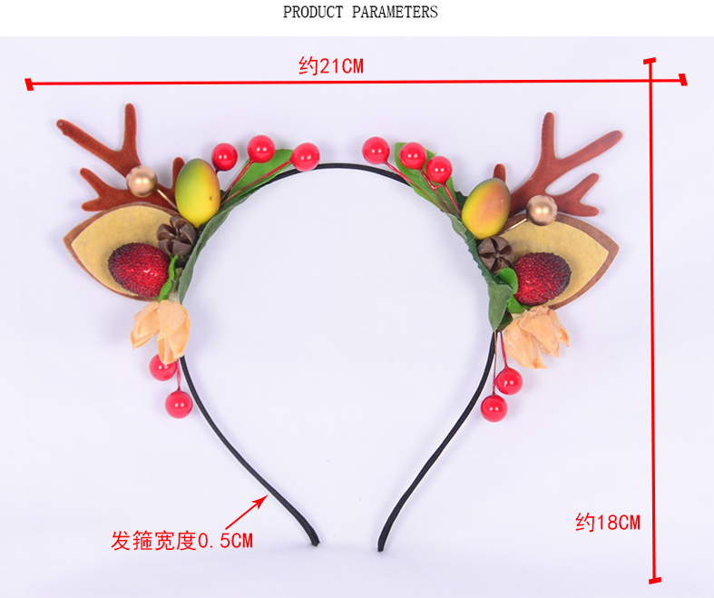 Christmas cat ears Berry headband Holiday party face wash antler headband 849471800595