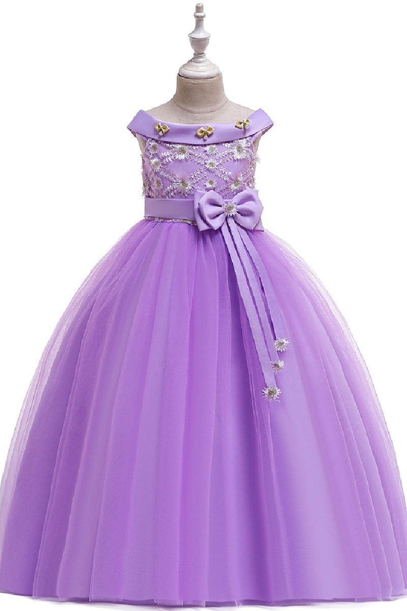 Ball-Gown/Princess Off the Shoulder Tulle Floor-length Flower Girl Dresses 598054757127