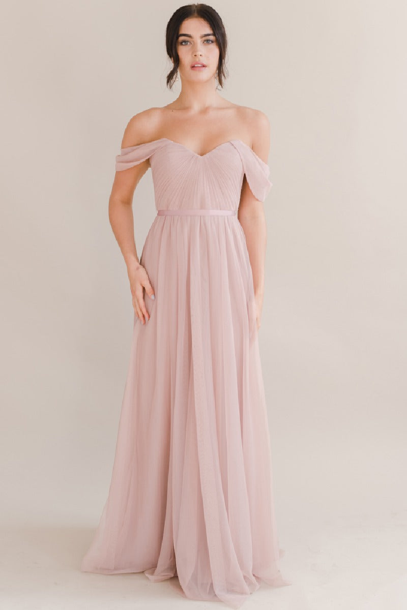 A-Line Maxi Tulle Bridesmaid Dress 775779850239